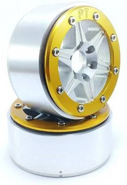 Metsafil 1:10 Crawler Felgen Sixstar aus Aluminium in Silber/Gold, 1 Paar - Bild 1