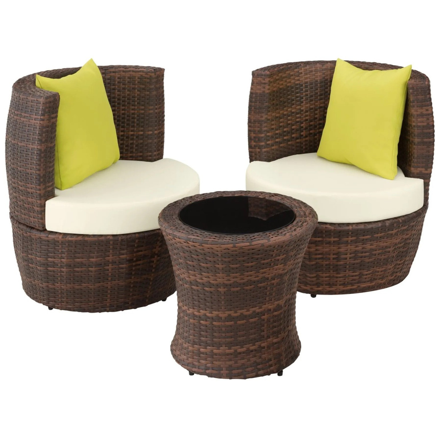 tectake Aluminium Rattan Sitzgruppe Nizza in Schwarz-Braun mit Sicherheitsglasplatte, wetterfest und UV-beständig, B/T/H: 68 x 71 x 72 cm - Bild 3