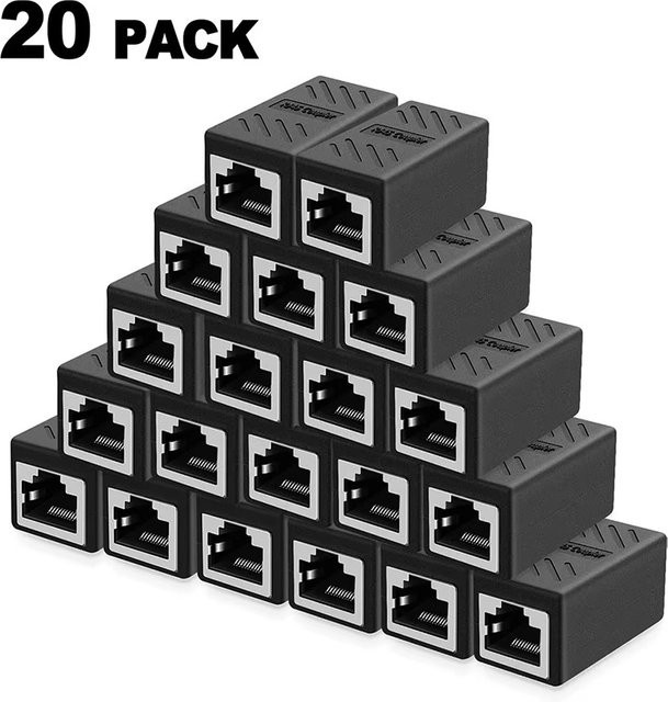 VORTNGLE RJ45 Ethernet-Kabelverlängerungskupplung Cat7 Cat6 Cat5e Buchse-zu-Buchse-Verbinder für LAN-Anschluss, Schwarz - Bild 1