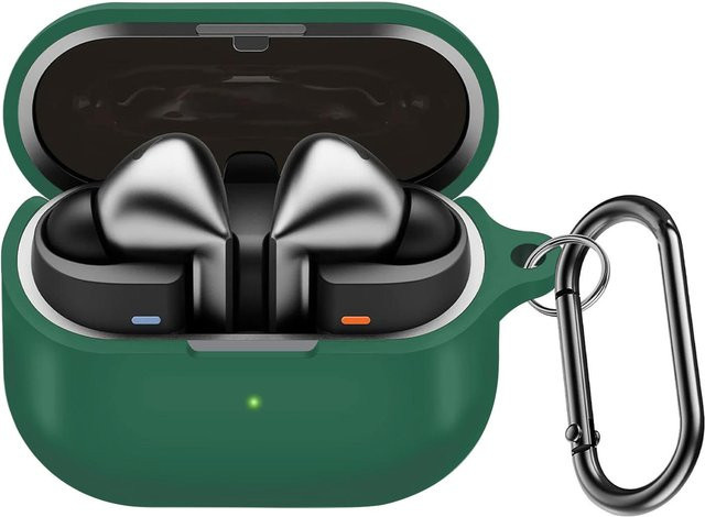 Stoßfeste Silikonhülle für Samsung Galaxy Buds 3 und Buds 3 Pro mit Schlüsselanhänger in Grün - Bild 1