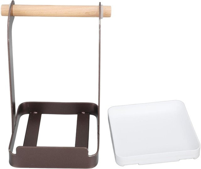 Multifunktioneller Topfdeckelhalter von Meterk aus Metall und Holz in Braun mit Anti-Slip-Funktion - Bild 1