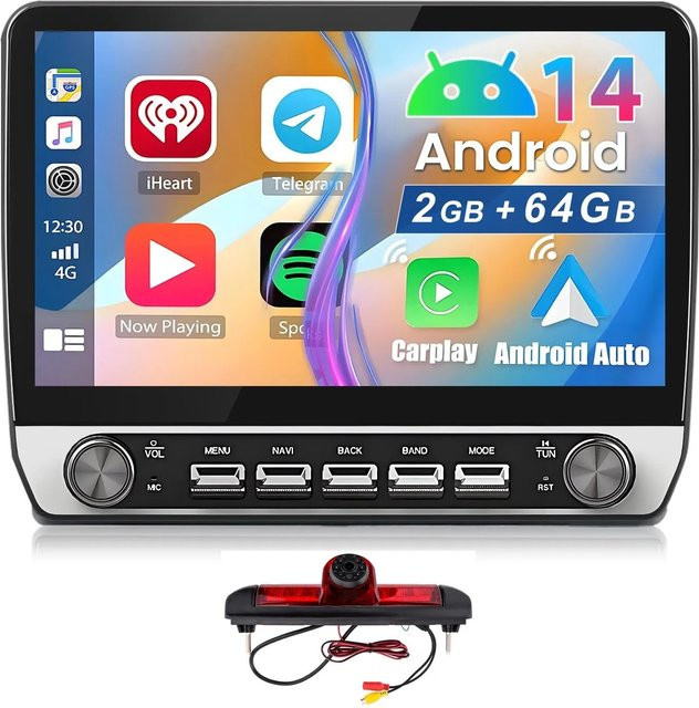 Junsun Autoradio für Fiat Ducato 2006-2023 mit 10,1 Zoll Display, Bluetooth, GPS und Rückfahrkamera in Schwarz - Bild 1