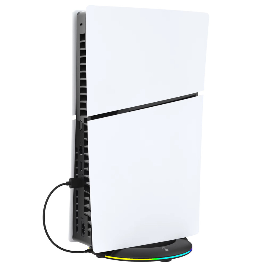 IPEGA Vertikaler RGB Basisständer PG-P5S025 für PS5 Slim Konsole Disc und Digital, Schwarz/Multicolor mit 14 Lichtmodi - Bild 3