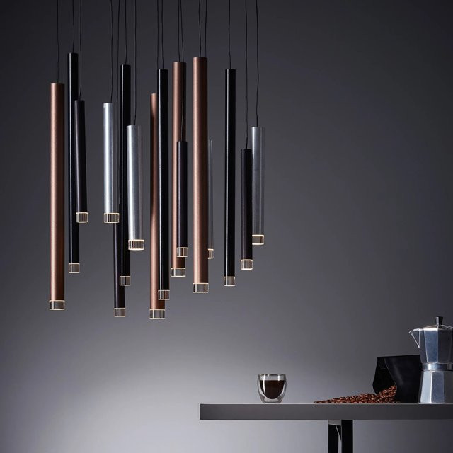 Brilliant Pendelleuchte Cembalo 16-flammig aus Aluminium in Schwarz und Braun mit dimmbarer LED - Bild 1