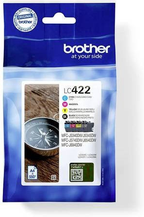 Brother Original Tintenpatronen LC-422VAL Multipack CMYK Schwarz, Cyan, Magenta, Gelb für MFC-J5340DW, MFC-J5740DW, MFC-J6540DW, MFC-J6940DW - Bild 1