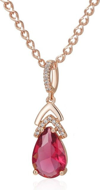Halskette mit Anhänger, Kupfer, Roségold, Zirkonia, Damen, Vintage - Bild 1