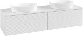 V&B Waschtischunterschrank Antao mit Frontstruktur und Beleuchtung, Farbe: Weiß lackiert, B: 160 cm, T: 50 cm - Bild 1