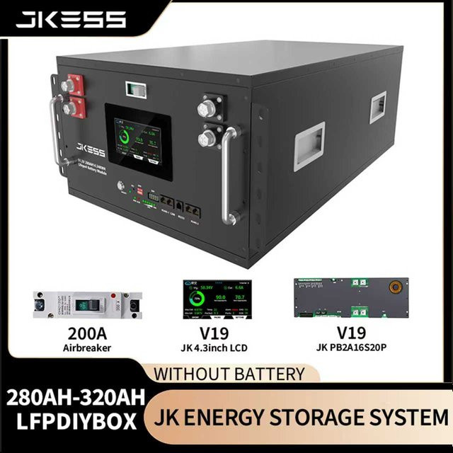JKESS LiFePO4 DIY Batteriekasten Heimenergiespeicher-Kit 51,2V 314Ah 16kW mit JK BMS und Wechselrichter in Schwarz - Bild 1