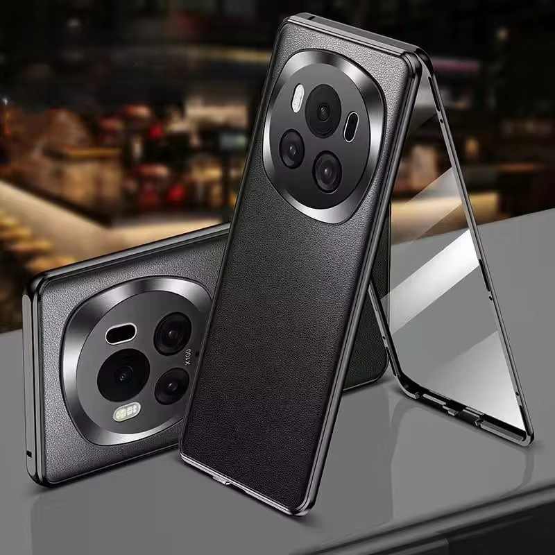 Honor Magic 6 Pro 5G Lederhülle mit gehärtetem Glas für 360 Grad Rundumschutz in Schwarz - Bild 5