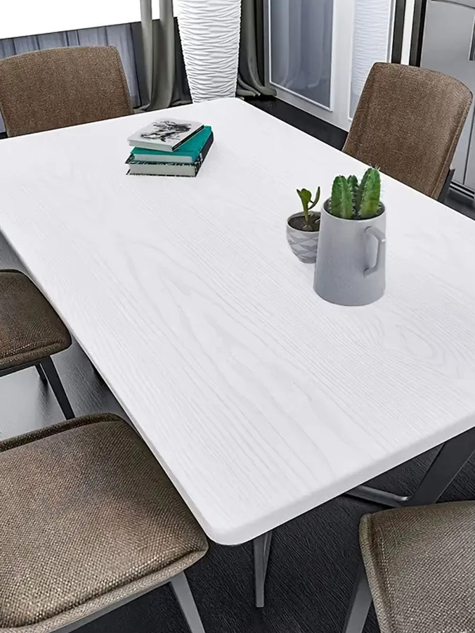 Wandaufkleber mit Holzmaserung von Wokhome in Weiß, selbstklebende PVC-Tapete für die Heimdekoration, Breite: 55 cm - Bild 3
