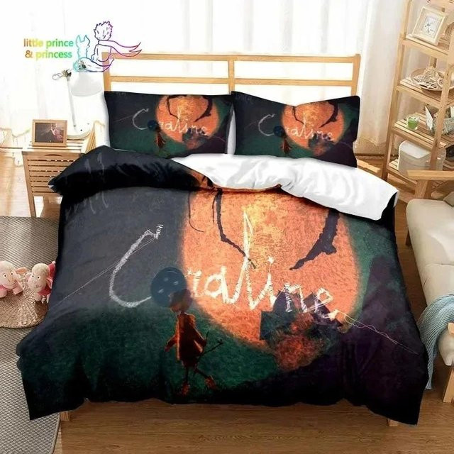 Bettwäsche Set Coraline Cartoon Druck von Binchi Outdoor Product, Mehrfarbig, Material Mikrofaser Polyester, B/H: 135 x 200 cm - Bild 1