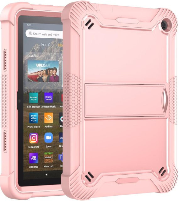 Stoßfeste Silikon Kindertablet-Hülle mit Ständer für Amazon Kindle Fire 8 HD 8 HD8 Plus 12. Generation, Farbe: Pink - Bild 1