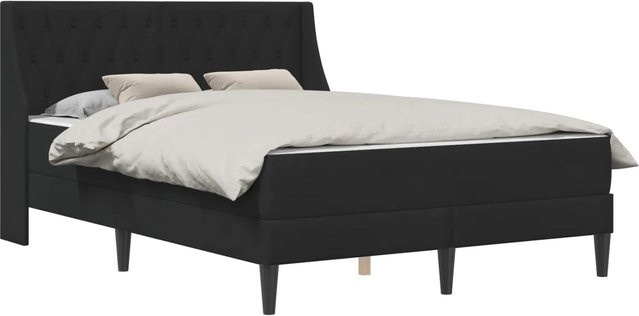 vidaXL Bettgestell mit Matratze aus Samt in Schwarz, B/T/H: 160 x 200 x 96 cm - Bild 1