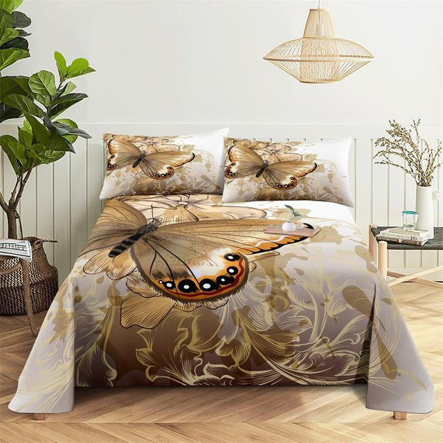 Schmetterling Bettwäscheset mit Tier-Motiv für Kinder, 2-teiliges Set aus Bettbezug und Kissenbezügen in Mehrfarben, Material Mikrofaser, Breite: 150 cm, Länge: 230 cm - Bild 1