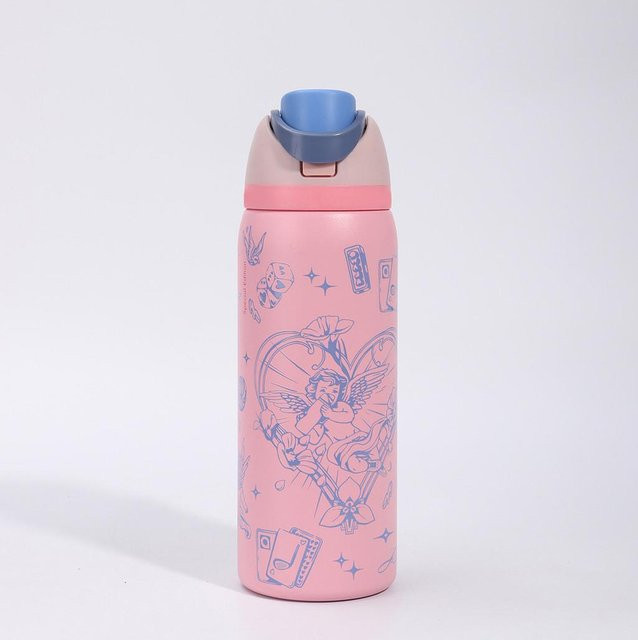 GlimmerGrove Edelstahl Wasserbecher Pink, 32 Unzen, auslaufsicherer Reisebecher - Bild 1