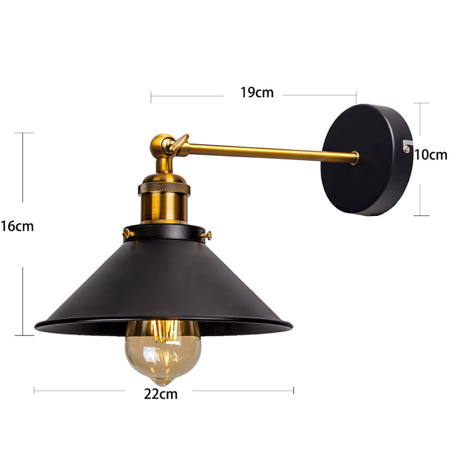 JOYINLED Wandleuchte im amerikanischen Industriestil aus Metall für Flur und Treppenhaus in Schwarz-Weiß - Bild 5