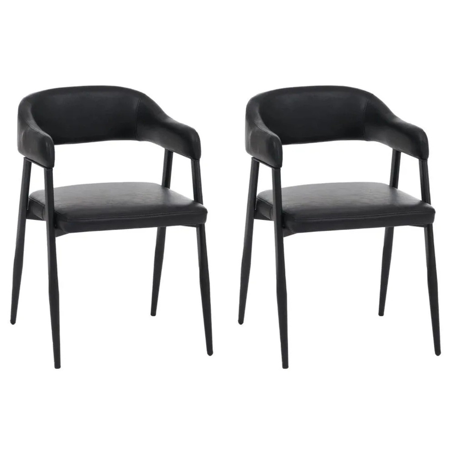 2er-Set MCW Esszimmerstühle P29 im Industrial Retro Design aus Kunstleder in Schwarz - Bild 2