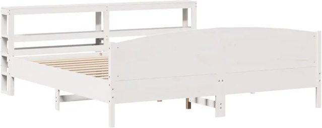 vidaXL Massivholzbett aus Kiefernholz in Weiß, rustikales Bett ohne Matratze, B/T/H: 180–200 x 200 x 82 cm - Bild 1