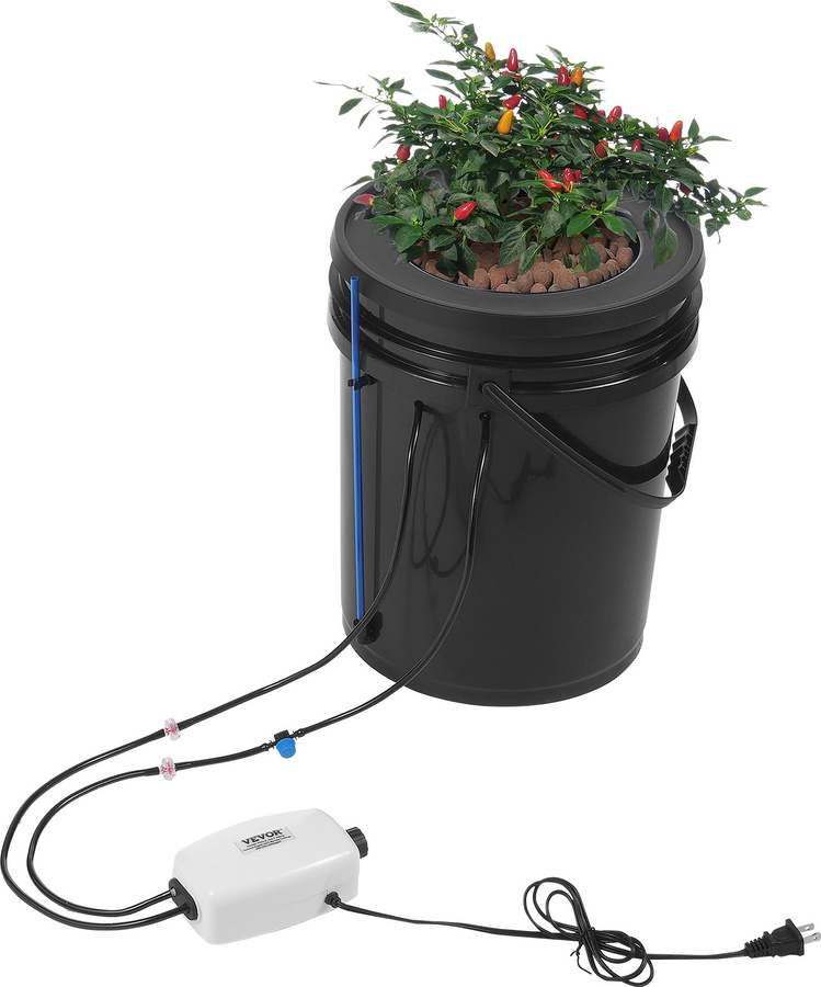 VEVOR DWC Hydroponics Grow System mit Top-Drip-Kit, 5-Gallonen-Tiefwasserkultur inklusive Luftpumpe, Luftstein und Wasserstandsanzeige für Blattgemüse - Bild 1