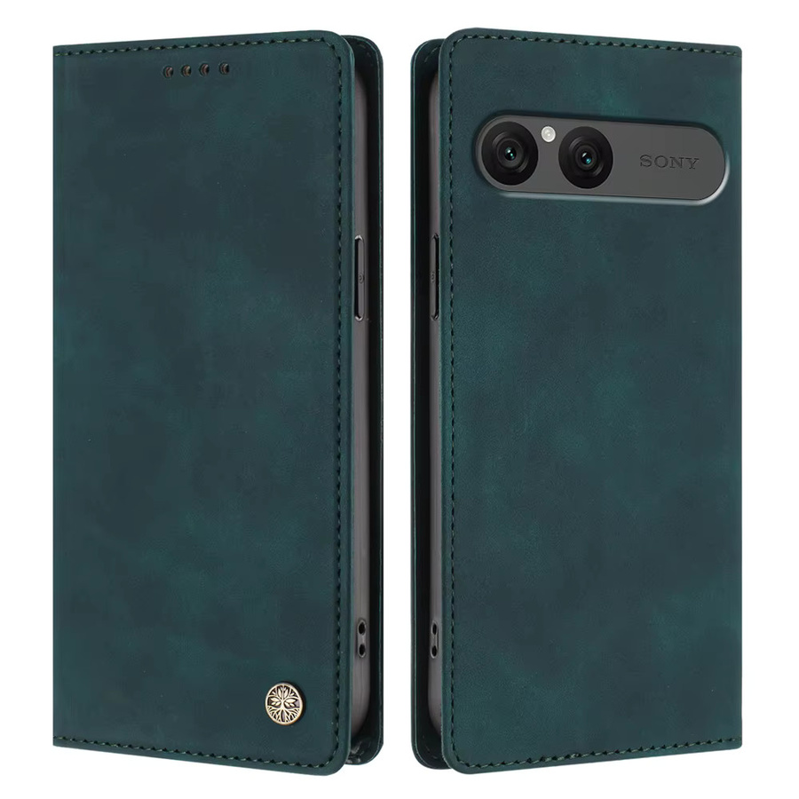 RFID-Blocking Ledertasche für Sony Xperia 10 5G in Grün mit 3D-Logo-Metallabzeichen - Bild 1