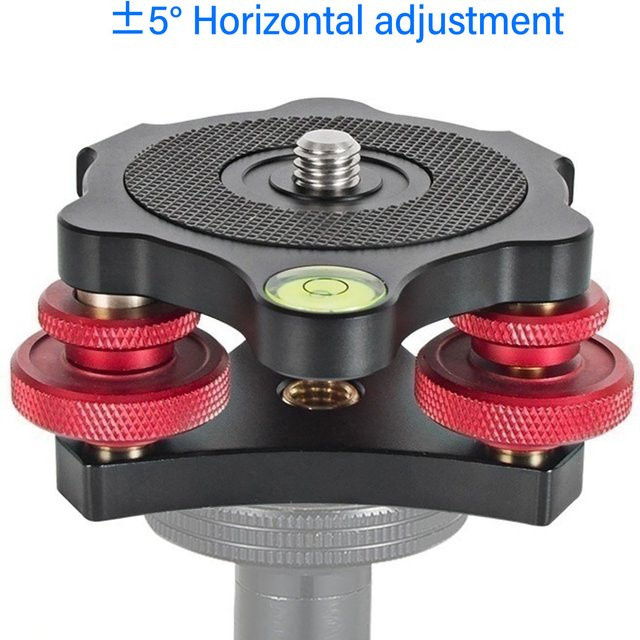 VBESTLIFE Stativkopf-Nivellierbasis aus Aluminiumlegierung mit 3/8 Zoll Gewinde und 3-Wasserwaage-Nivelliergerät in Schwarz - Bild 1