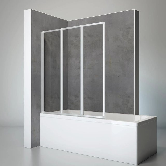 Schulte Badewannenaufsatz 3-teilig faltbar aus Aluminium Natur mit Echtglas Klar, H x B: 140 x 127 cm - Bild 1