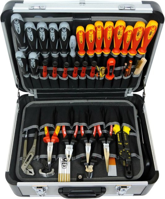 Famex 700-L Alu Werkzeugkoffer in Silber mit Einsätzen und abschließbarer Funktion, B/T/H: 52,0 x 35,5 x 18,0 cm - Bild 1