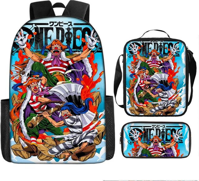 One Piece Schultaschen-Set Luffys Seefahrer-König Design in Multicolour bestehend aus drei Teilen - Bild 1