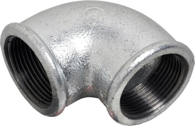 LUX-TOOLS Winkel 90 Grad mit beidseitigem Innengewinde 38,9 mm (Rp 1 1/4 Zoll) aus verzinktem Zink in Silber - Bild 1