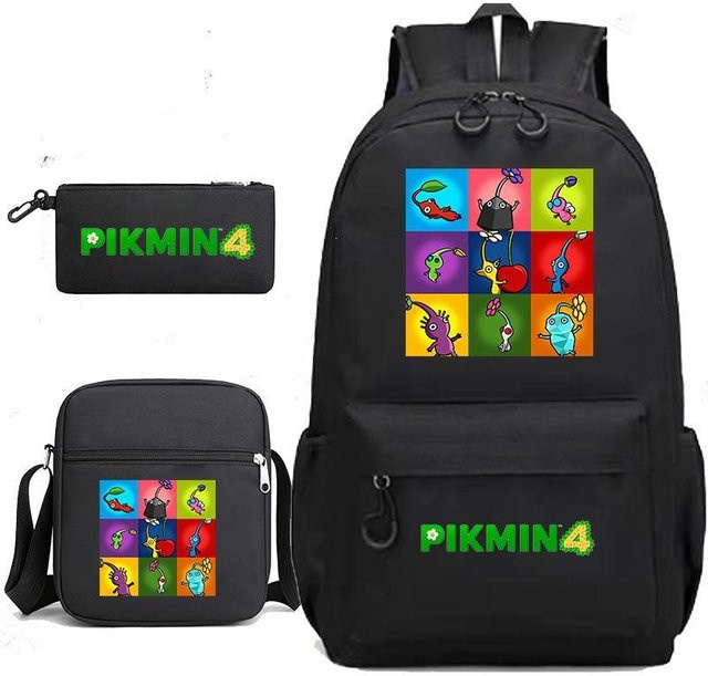 3-teiliges Schulrucksack-Set in Schwarz aus Oxford-Stoff mit großem Fassungsvermögen inklusive Federmäppchen und Schultergurt - Bild 1