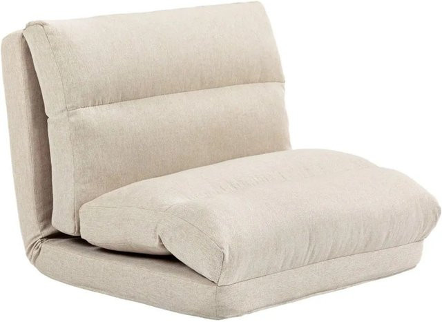 HOMCOM Bodenstuhl mit 6-stufig verstellbarer Rückenlehne in Beige aus Stoff - Bild 1