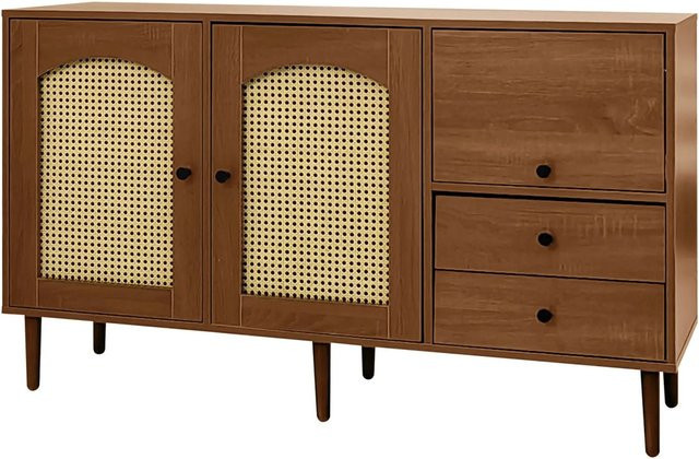 okwish Sideboard mit Rattantüren und Magnetverschluss in Natur, B/H/T: 130 x 75,5 x 40 cm - Bild 1