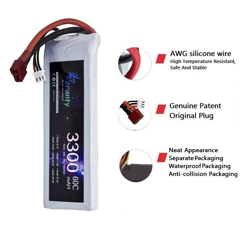 TERFPV Lipo Batterie 2S 7,4 V 2200 mAh mit XT60U Stecker für RC Quadcopter FPV Flugzeug und Drone Racing - Bild 1