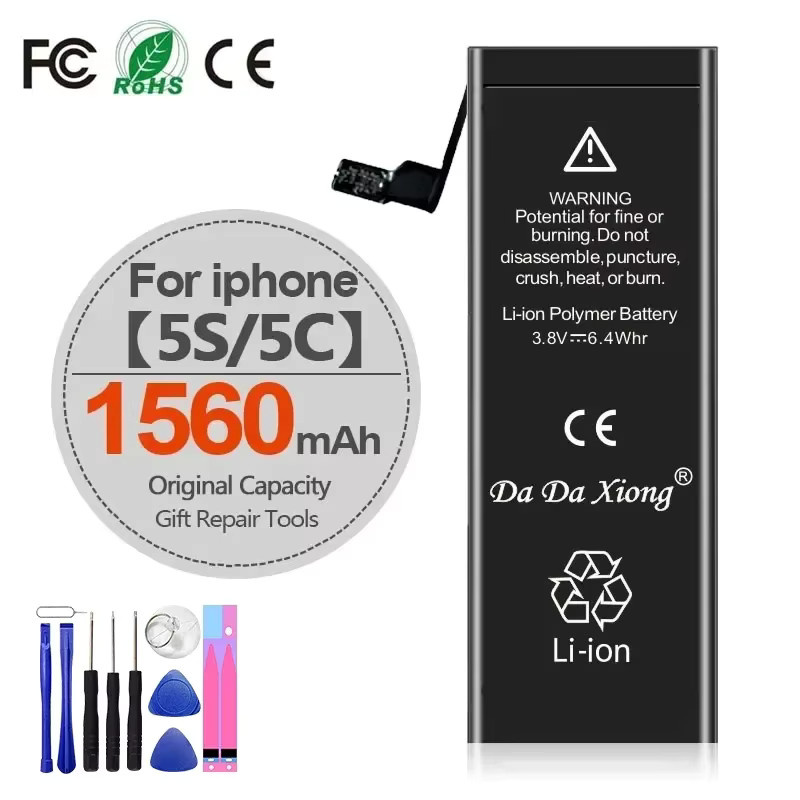 Da Da Xiong Ersatzakku mit hoher Kapazität für iPhone 4 4S 5 5S 5C SE 2020 6 6S 7 8 SE2 Plus X XR XS 11 Pro Max in Schwarz - Bild 4