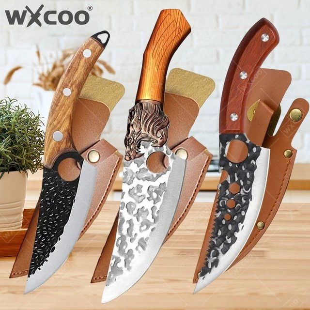WXCOO Küchen-Filetiermesser aus Edelstahl in Silber mit Holzgriff, Japanisches Metzgermesser und Fischfiletiermesser für den Haushalt - Bild 1