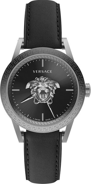 Versace Herrenuhr Palazzo, Quarz, Edelstahl, 43 mm, Leder, Schwarz, 5 ATM - Bild 1