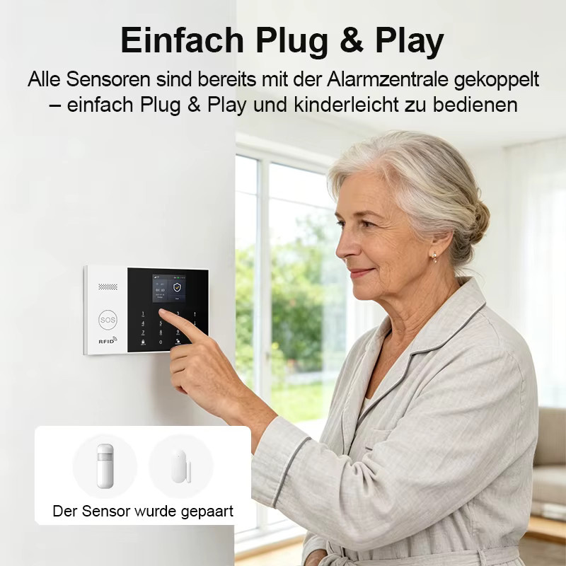 PGST Smart Home Sicherheitssystem mit 4G WLAN Alarmset, Tuya Smart Life und Alexa Kompatibilität, Farbe: Weiß - Bild 2