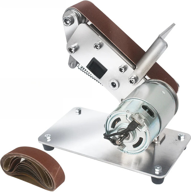 TUNGFULL Mini-Bandschleifer Elektro, Tragbare Schleifmaschine in Silber für Metall und zum Polieren von Kanten, Werkzeug für Heimwerker - Bild 1