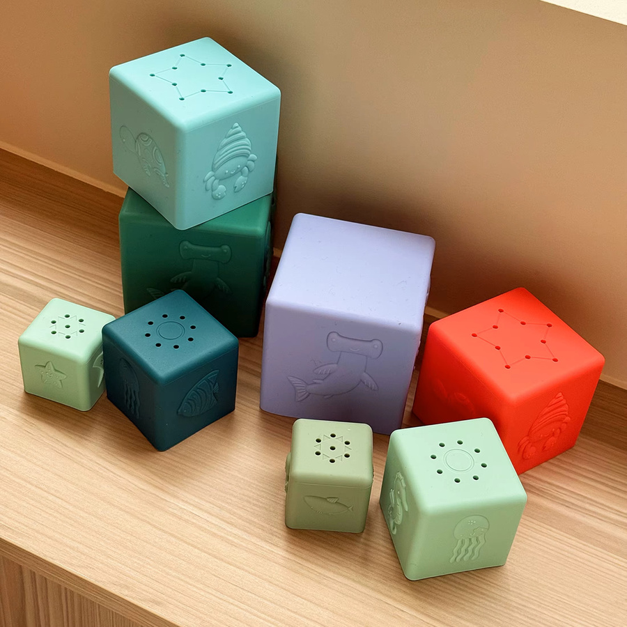 Muslin life Stapeln Tasse Montessori, Silikon, 4-teiliges Set, ab 0 Jahre - Bild 1