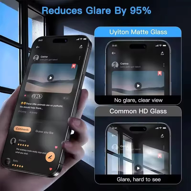 Arvin Mattierter Sichtschutz Panzerglas für iPhone 16, 15, 14, 13, 12, 11 Pro Max Plus XS X XR Transparent - Bild 5