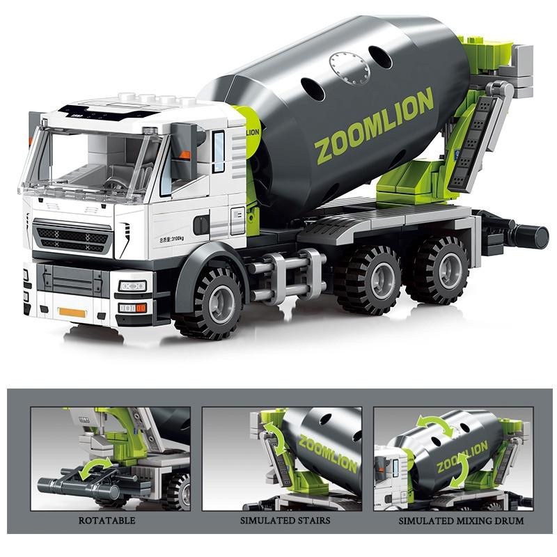 Affenmann Engineering Baustelle Bausteine Betonmischer LKW Kran Bagger Mini Bulldozer für Jungen 6-12 Jahre - Bild 2