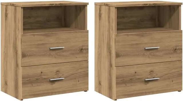 vidaXL Nachttische 2er Set in Artisan-Eiche, Farbe Braun, B/T/H: 50 x 32 x 60 cm - Bild 1