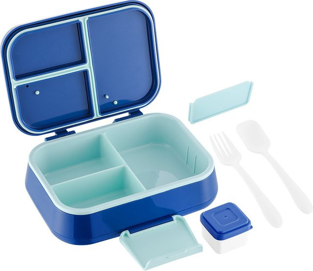 Auslaufsichere Lunch Box für Kinder und Erwachsene aus Kunststoff in Rot und Blau - Bild 1