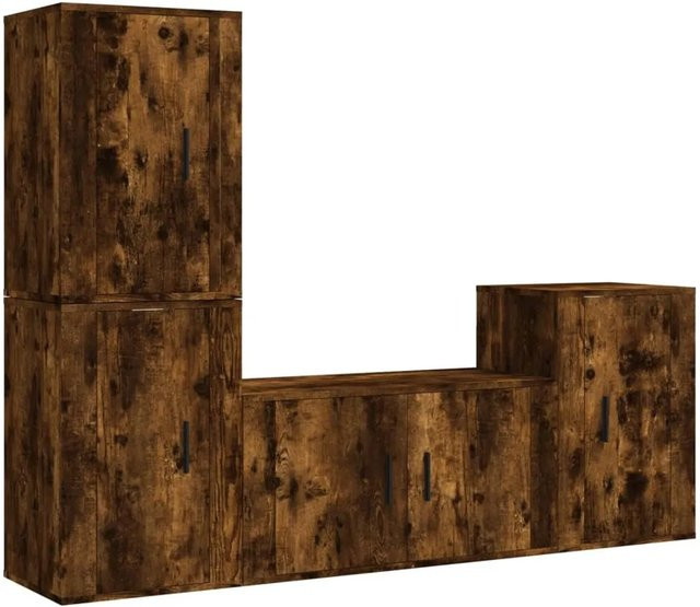 vidaXL 4-teiliges TV-Schrank-Set aus Holzwerkstoff in Räuchereiche, Braun, für dein Wohnzimmer, B/T/H: 80 x 34,5 x 40 cm und 40 x 34,5 x 60 cm - Bild 1