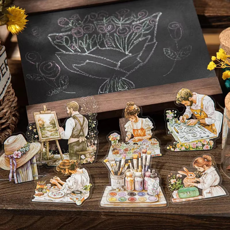 YCDBTH Aufkleber-Set mit 15 Träumer-Charakteren und Blumenblättern in Multicolour, Bastelmaterial für Sammelalben, Größe: 14,6 x 9,0 cm - Bild 3