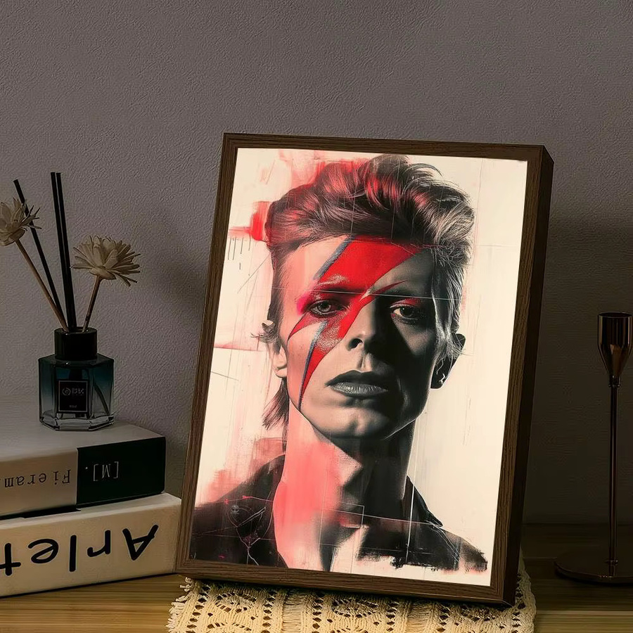 Selbstklebender David Bowie Wandaufkleber im Retro-Stil, wasserfester Papieraufkleber in Mehrfarbig, B/H: 15,0 x 15,0 cm - Bild 5