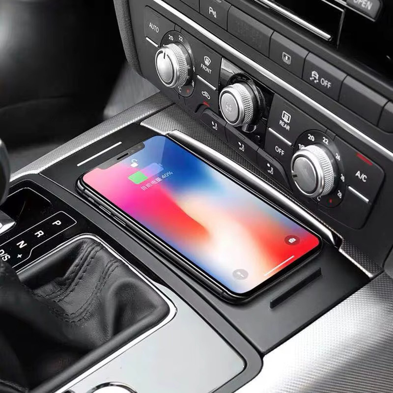 Carinway 15W Wireless Auto-Ladegerät als Handy-Ladestation und Ladehalterung für Audi A6 C7 S6 RS6 A7 S7 RS7 (2012-2018), Schwarz - Bild 2