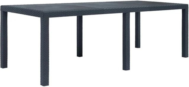 Furnicato Gartentisch in Anthrazit mit Rattan-Optik aus Kunststoff, B/T/H: 220 x 90 x 72 cm - Bild 1