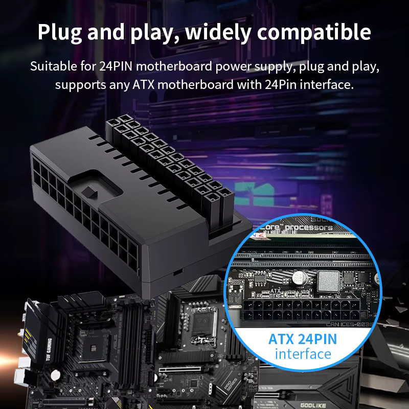 Teucer ATX 24 Pin 90 Grad Motherboard Netzteil ARGB Kabel Adapter für Desktop PC DIY Montage Zubehör - Bild 3