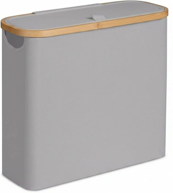 Relaxdays Toilettenpapier Aufbewahrung aus Bambus und Polyester in Grau für 12 Rollen, B/T/H: 38 x 43 x 17 cm - Bild 1